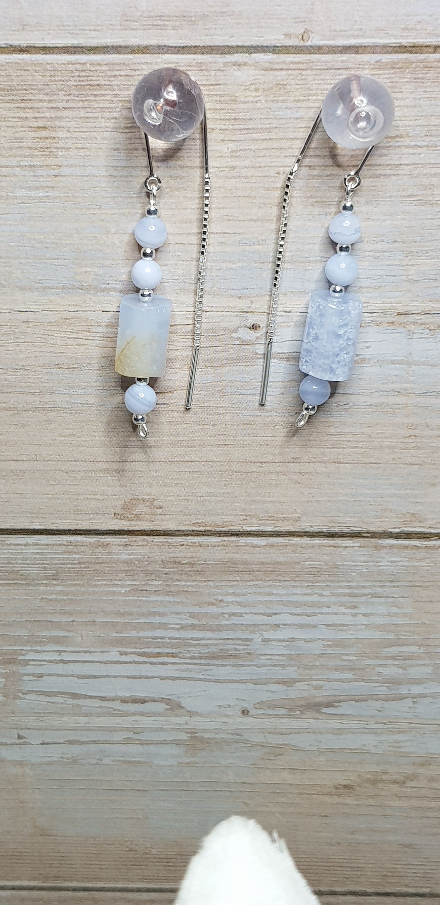 Calcédoine bleue argent 925
