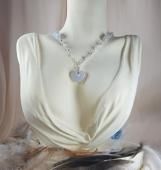 calcédoine bleue coeur argent 925
