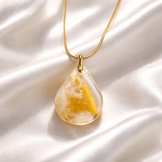 Collier Pendentif Poisson Discus Jaune en Résine - Tropical Lumineux