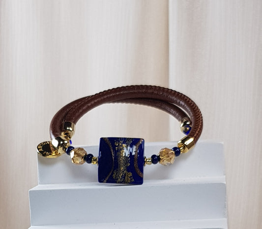 Bracelet murano carré outremer