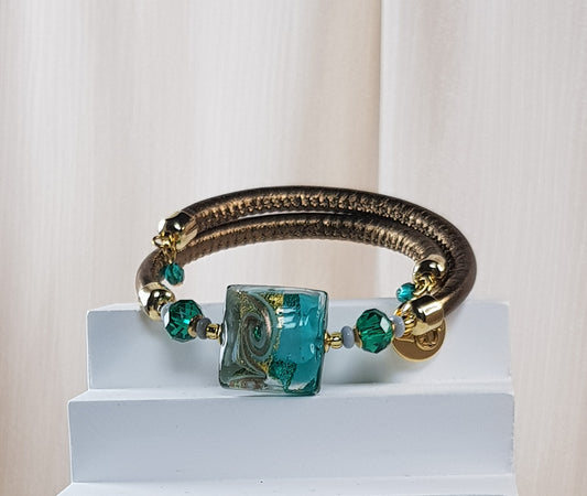 Bracelet murano carré emeraude