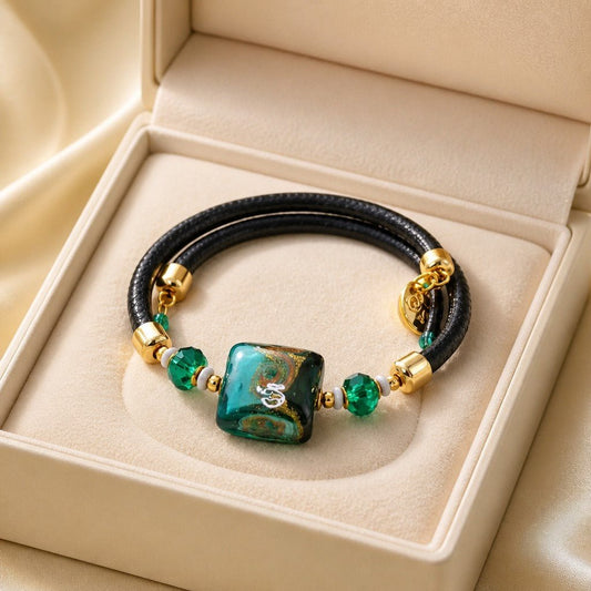Bracelet Murano Carré Eider - Bijou Vénitien Artisanal