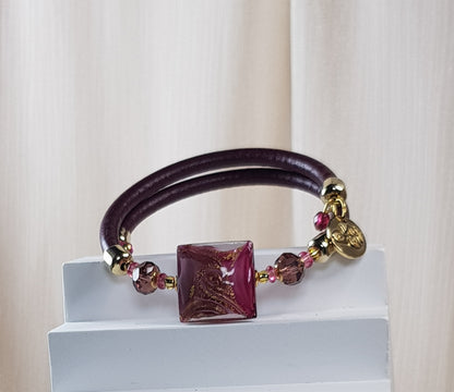 Bracelet murano carré grenat