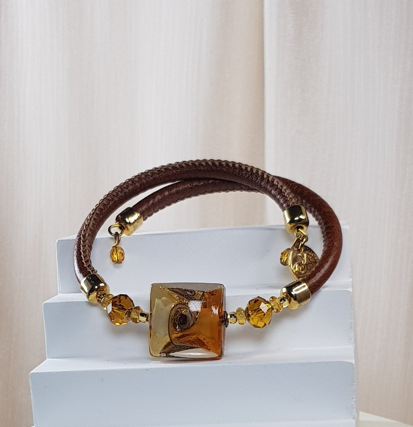Bracelet murano carré ambre