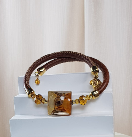 Bracelet murano carré ambre