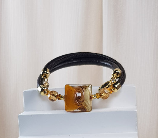 Bracelet murano carré oeil du tigre