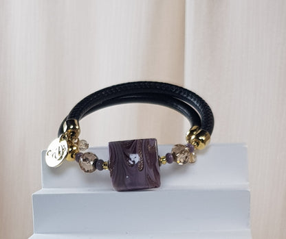 Bracelet murano carré parme