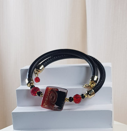 Bracelet murano carré rubis