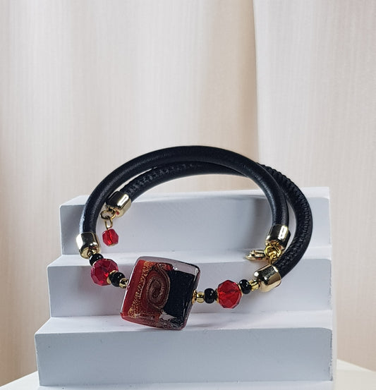 Bracelet murano carré rubis