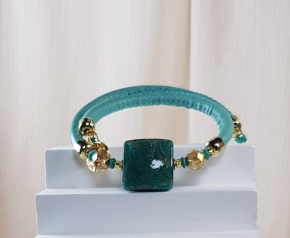 Bracelet murano carré vert