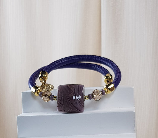 Bracelet murano carré violet
