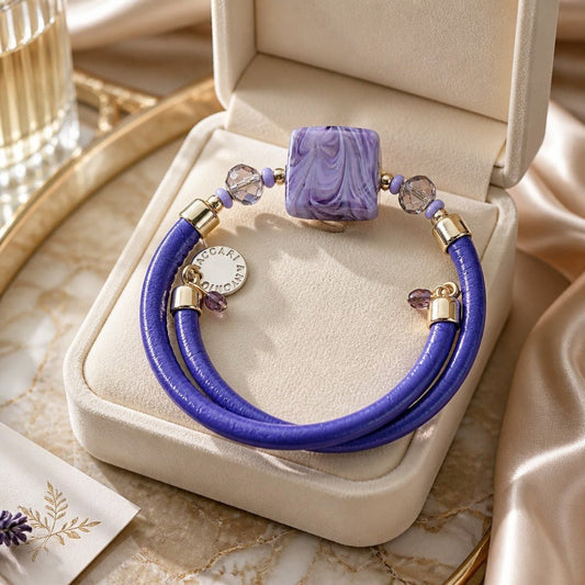 Bracelet Murano Carré Violet - Verre Vénitien Certifié