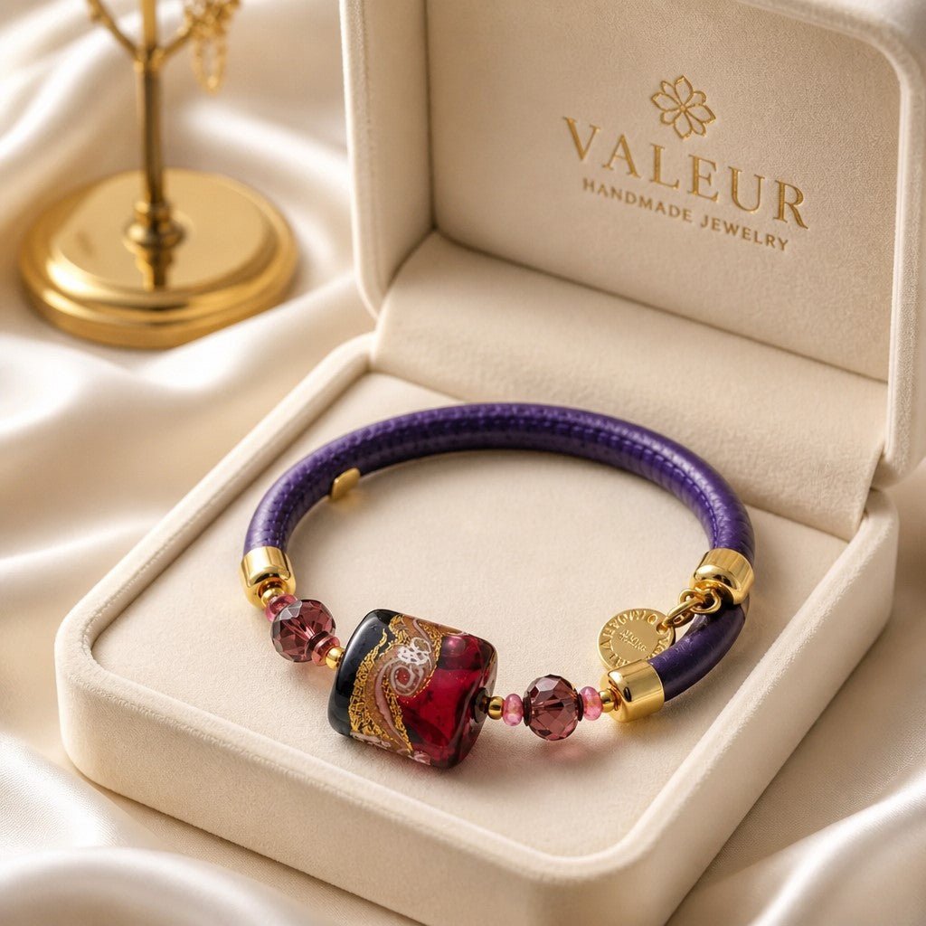 Bracelet Murano Carré Violine - Verre de Venise Authentique