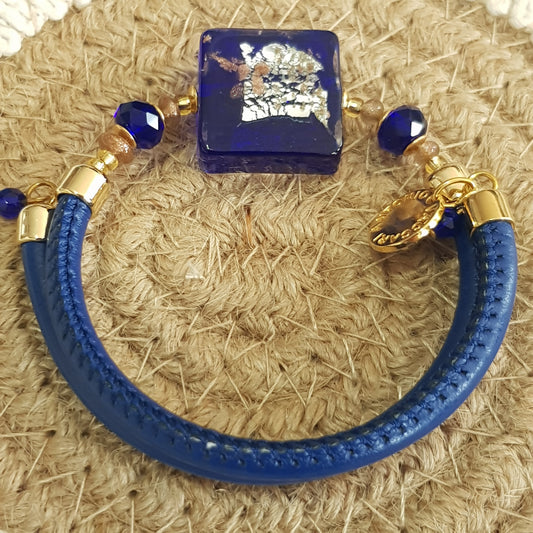 Bracelet murano carré bleu