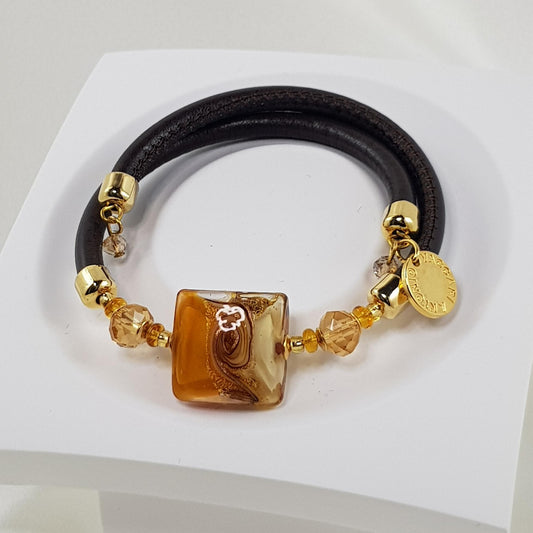 Lot De 3 Bracelets En Verre Style Art Déco Murano - Bijoux Vintage Occasion