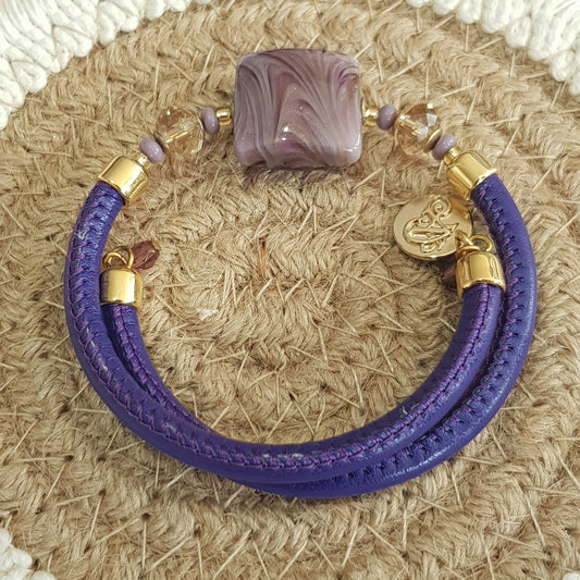 Bracelet murano carré violet