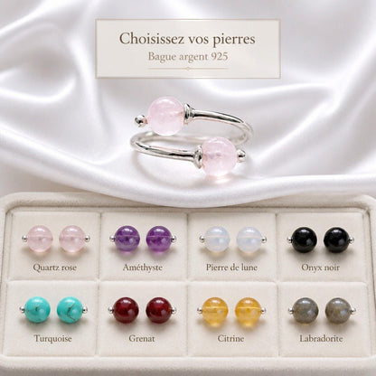 Bague  Pierres Naturelles au choix Argent 925 - Création Personnalisée