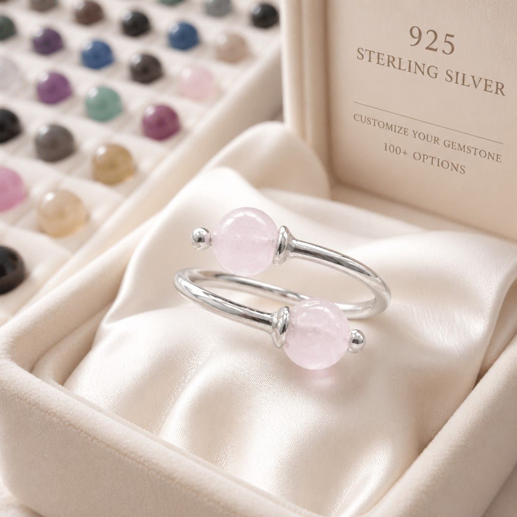 Bague  Pierres Naturelles au choix Argent 925 - Création Personnalisée
