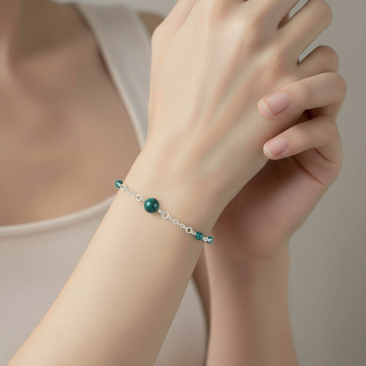Bracelet Chrysocolle Argent 925 - Pierre Naturelle