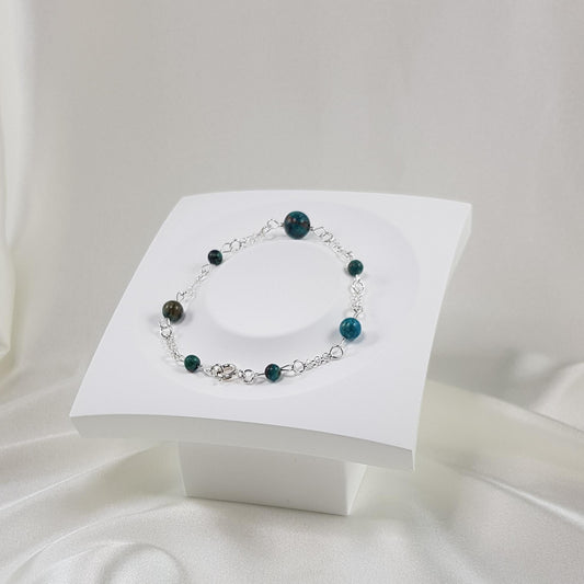Bracelet chrysocolle en argent 925 - pierre naturelle turquoise 