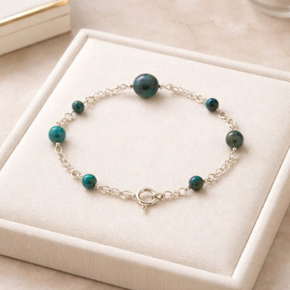 Bracelet Chrysocolle Argent 925 - Pierre Naturelle