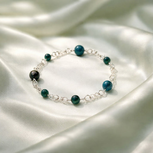 Bracelet Chrysocolle Argent 925 - Pierre Naturelle