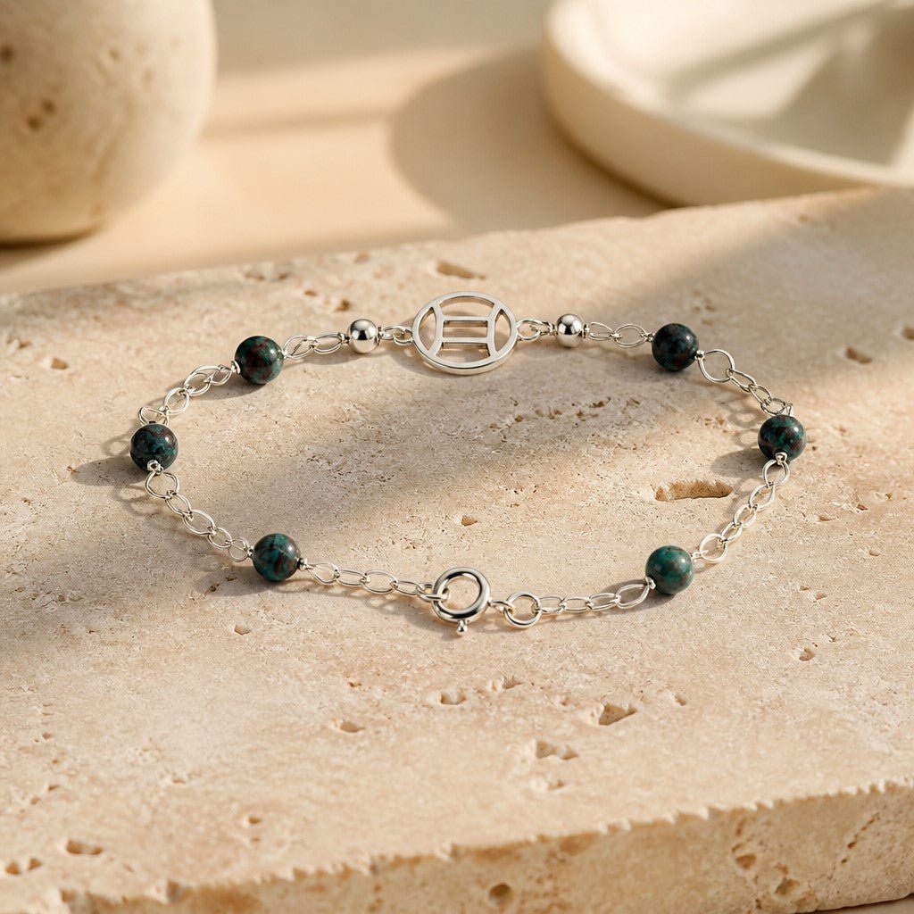 Bracelet Astrologique Gémeaux Chrysocolle Argent 925
