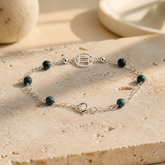 Bracelet Astrologique Gémeaux Chrysocolle Argent 925