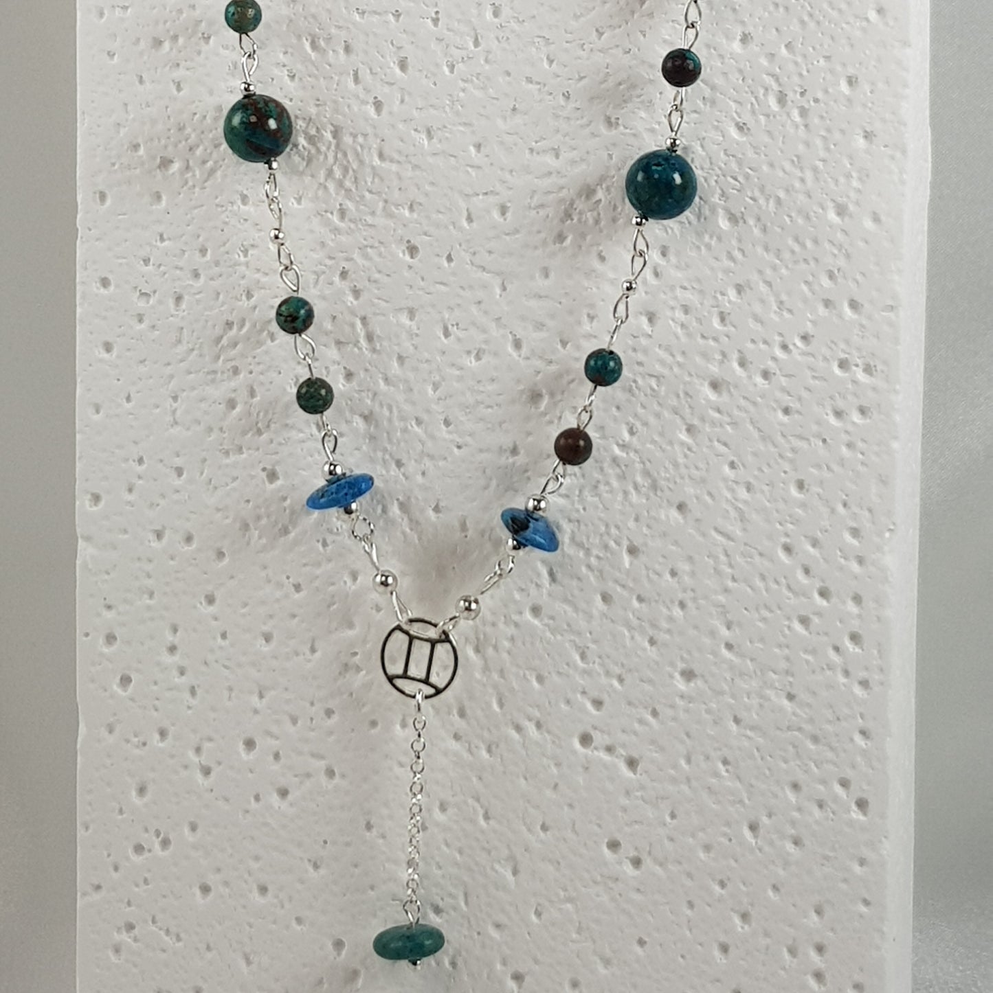 Pendentif Astrologique Gémeaux Chrysocolle Argent 925