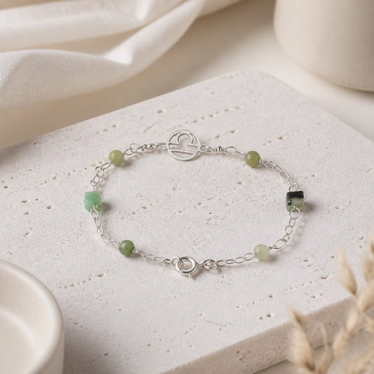Bracelet Astrologique Balance Chrysoprase Jaspe Argent 925
