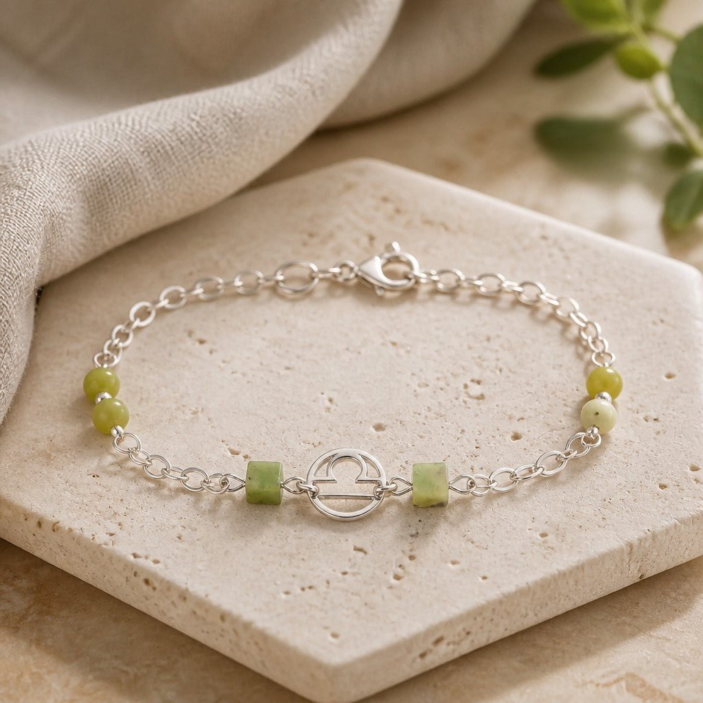 Bracelet Astrologique Balance Chrysoprase Jaspe Argent 925