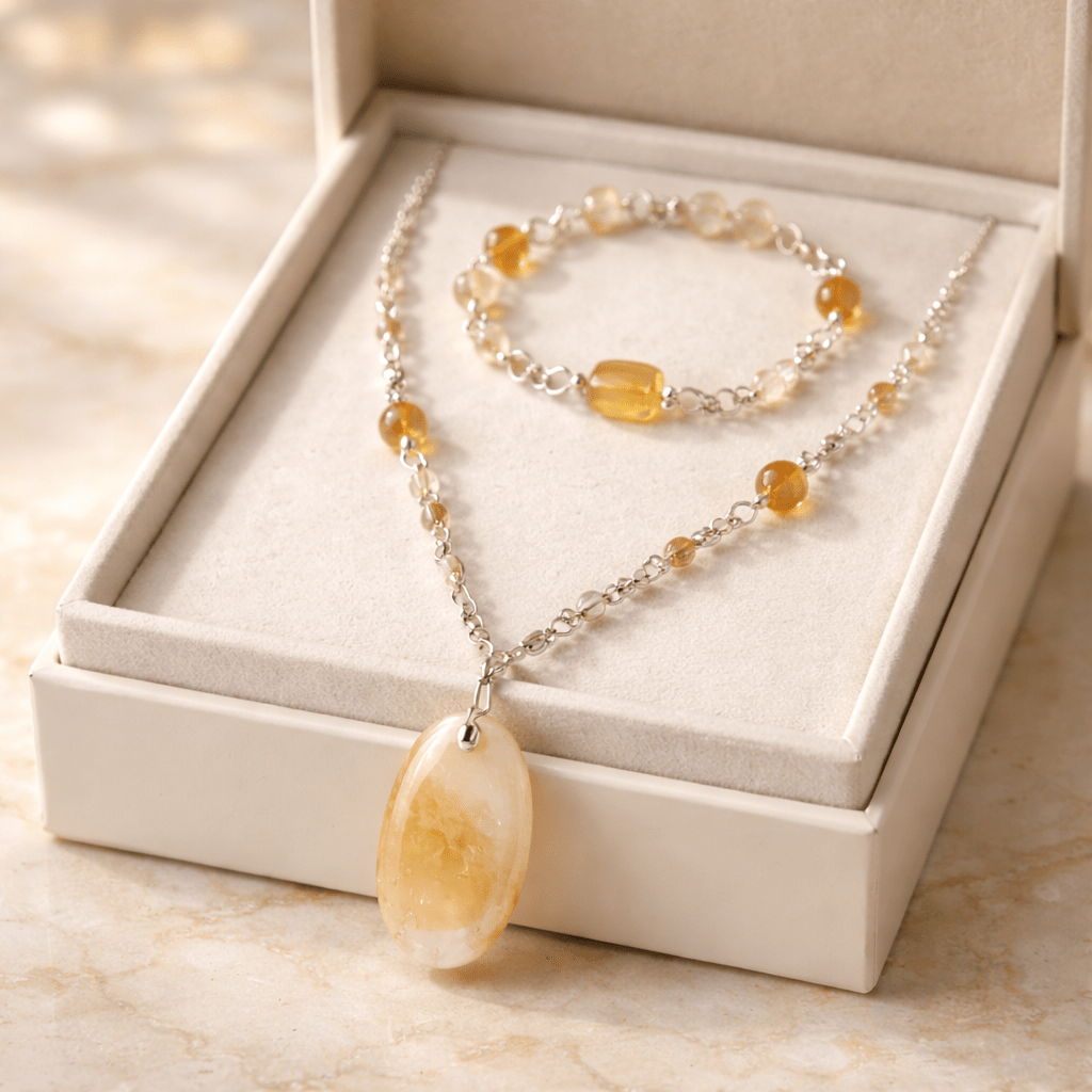 Parure Citrine Argent 925 - Pierre Naturelle
