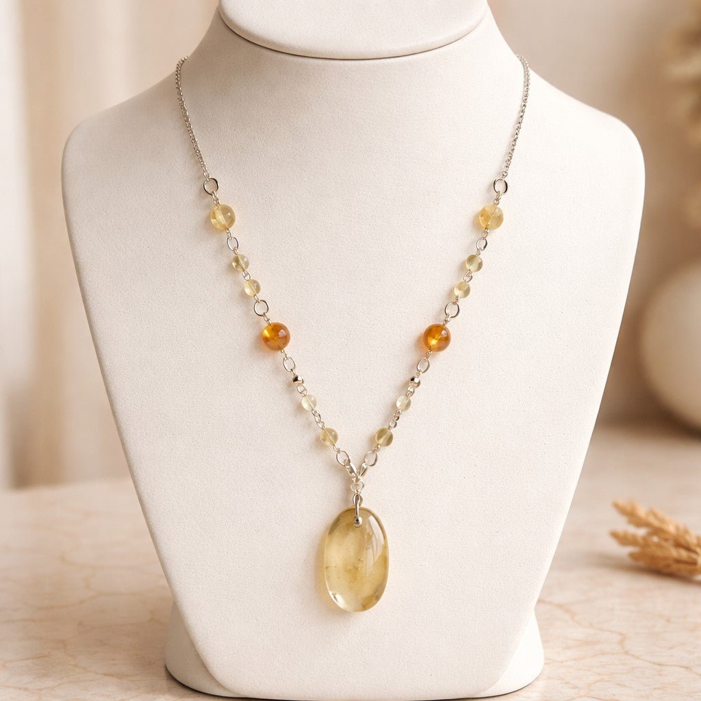 Pendentif  Citrine Argent 925 - Pierre Naturelle