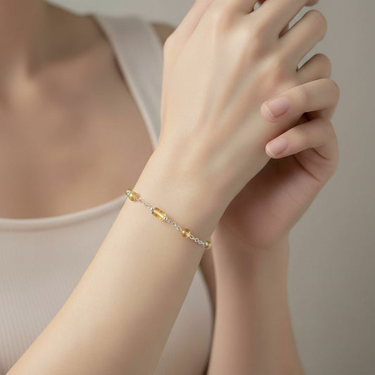 Bracelet Citrine Argent 925 - Pierre Naturelle