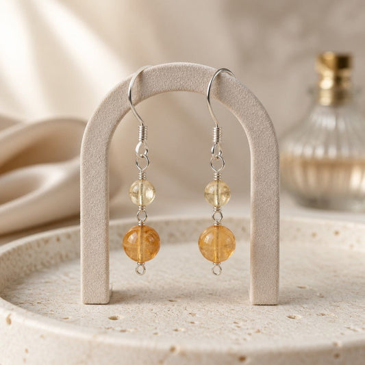 Boucles d'Oreilles Citrine - Argent 925 & Pierre Naturelle