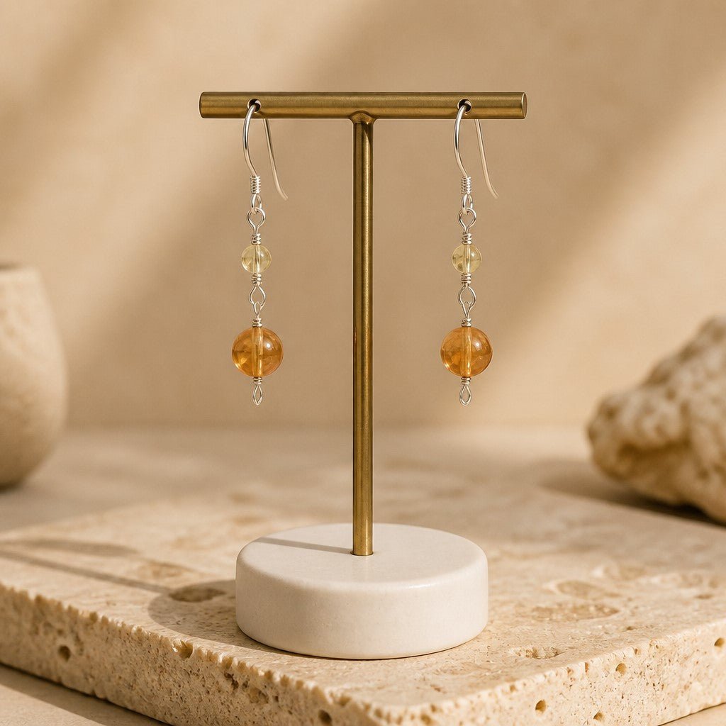 Boucles d'Oreilles Citrine - Argent 925 & Pierre Naturelle