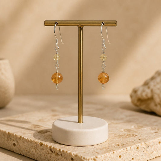 Boucles d'Oreilles Citrine - Argent 925 & Pierre Naturelle