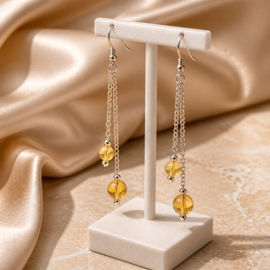 Boucles d'Oreilles Citrine - Argent 925 & Pierre Naturelle