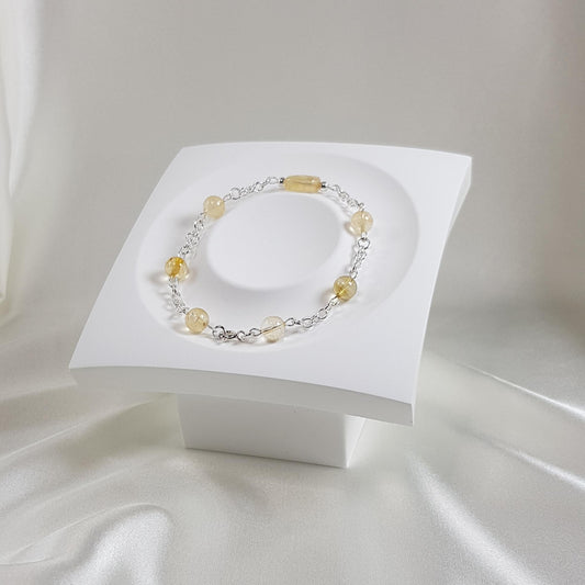Bracelet citrine en argent 925 - pierre naturelle dorée 