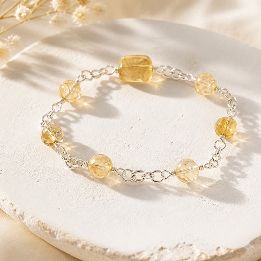 Bracelet Citrine Argent 925 - Pierre Naturelle