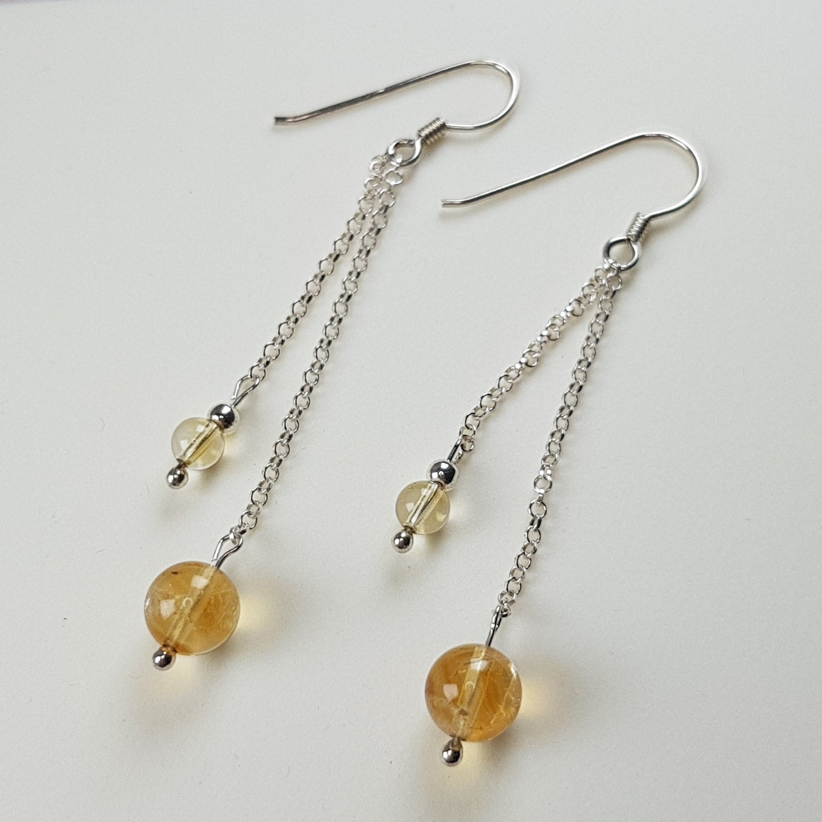 Boucles d'oreilles citrine en argent 925 - pierre naturelle