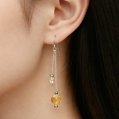 Boucles d'Oreilles Citrine - Argent 925 & Pierre Naturelle