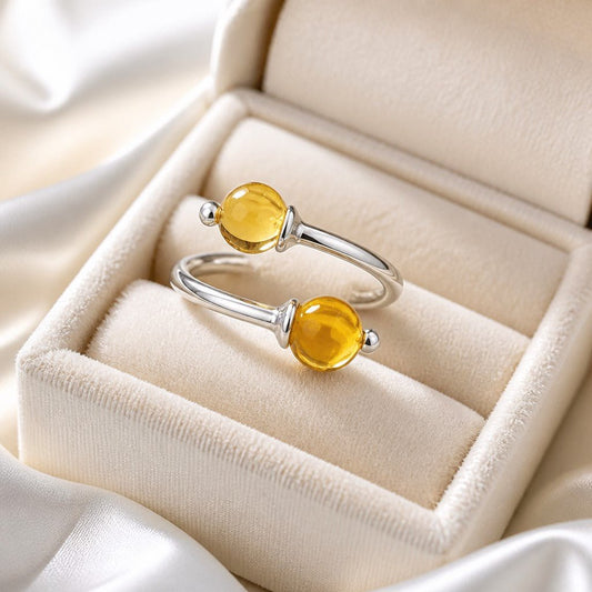 Bague Citrine Argent 925 - Pierre de Joie et d'Abondance
