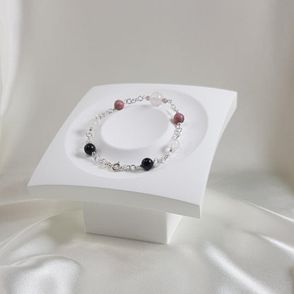 Bracelet cœur apaisé en argent 925 - lithothérapie pierres naturelles 