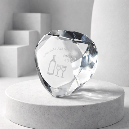 Cœur de Cristal 40 Ans - Cadeau Anniversaire Élégant