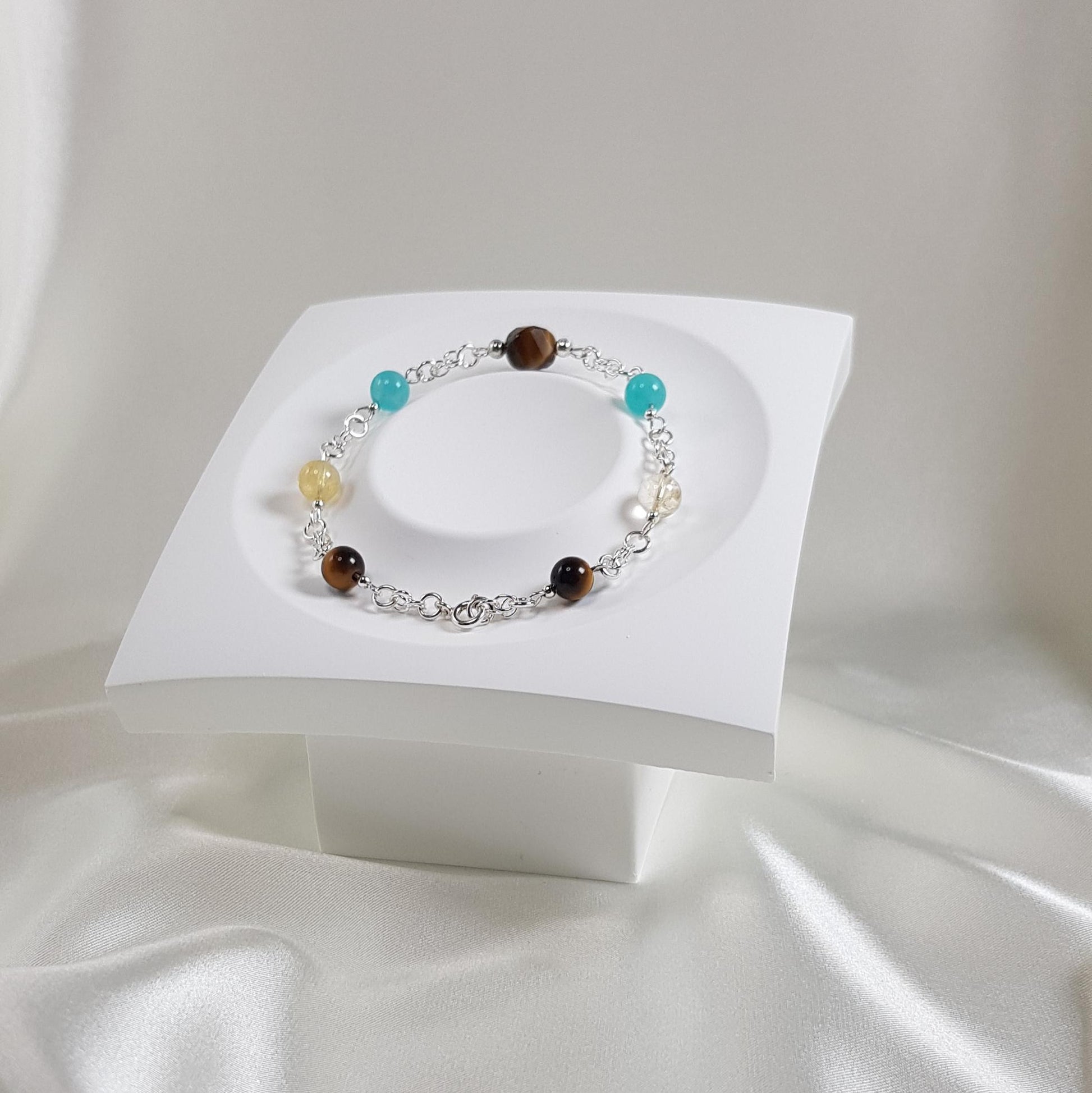 Bracelet confiance et équilibre intérieur en argent 925 - lithothérapie pierres naturelles 