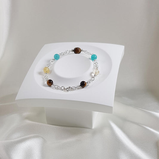 Bracelet confiance et équilibre intérieur en argent 925 - lithothérapie pierres naturelles 