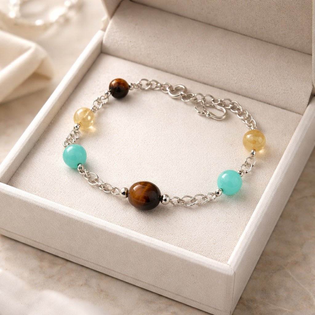 Bracelet Confiance et Équilibre Intérieur - Lithothérapie Pierres Naturelles Argent 925