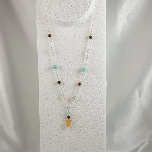 Pendentif Confiance et Équilibre Intérieur - Lithothérapie Pierres Naturelles Argent 925