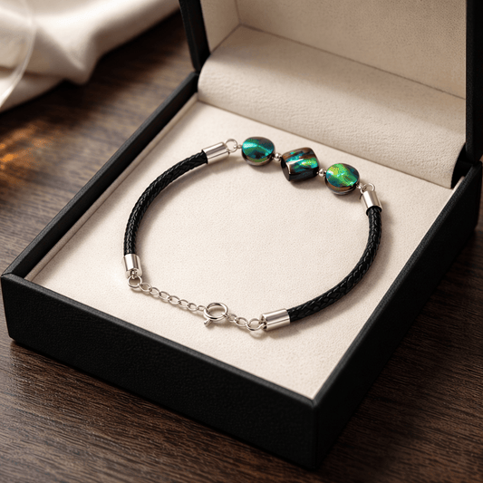 Bracelet Coquille d'ormeau Argent 925 simili cuir